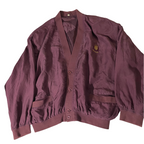 Vintage Yorn Men's Wine Nylon V-Neck Button-Up Large Bomber Jacket