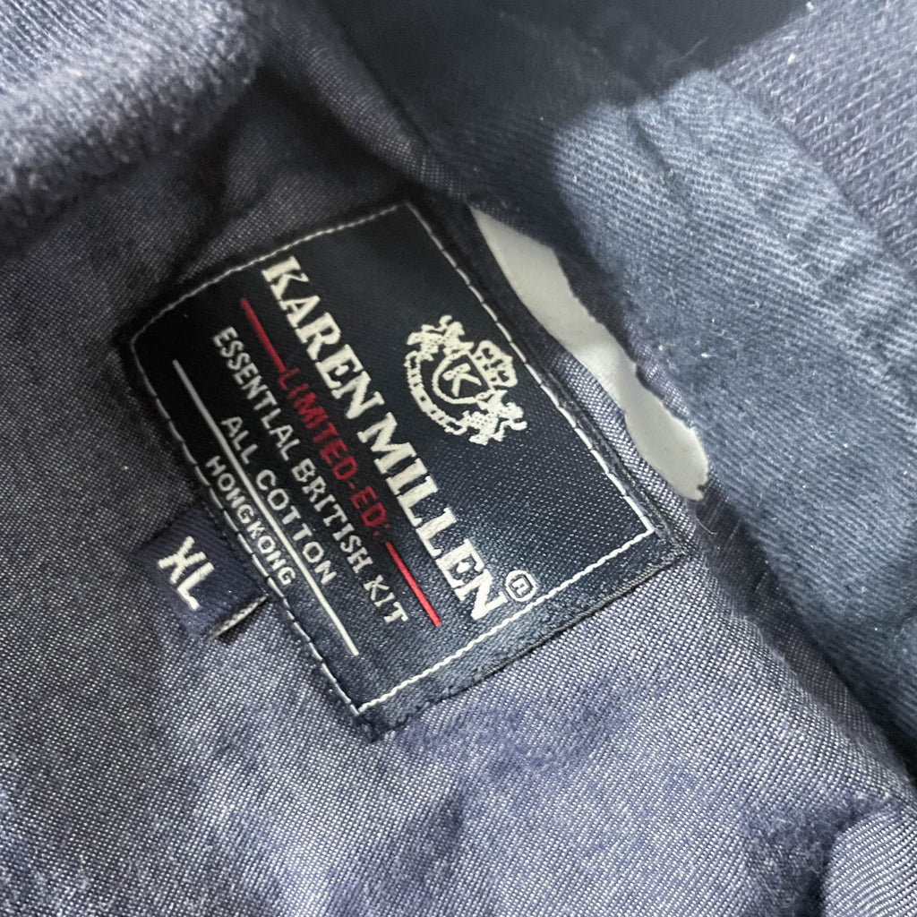 Vintage Karen Millen blue and red multi stripe polo shirt XL