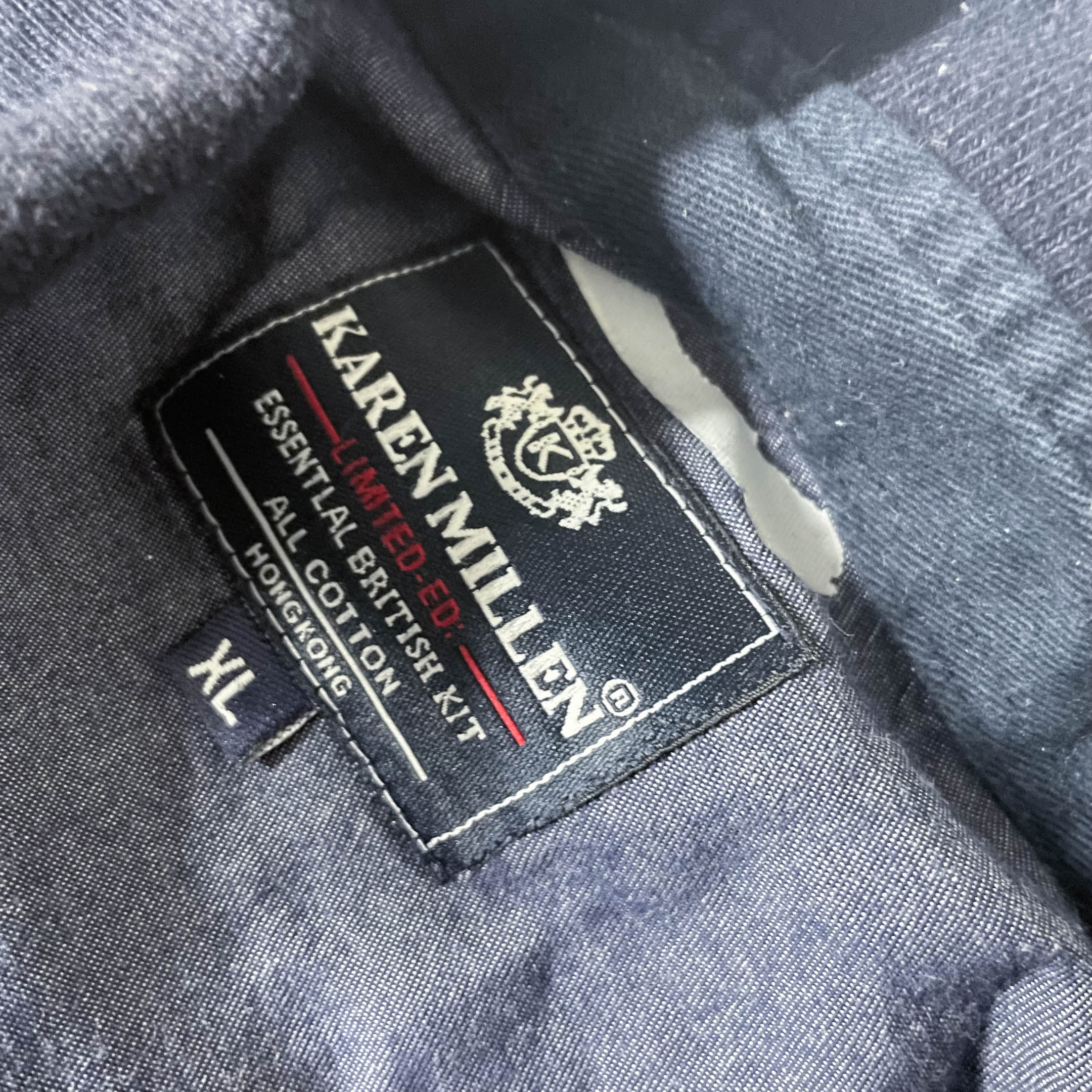 Vintage Karen Millen blue and red multi stripe polo shirt XL