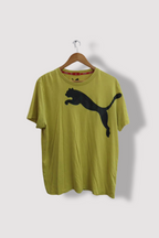 Vintage Yellow Printed puma logo mens short sleeve tees XL