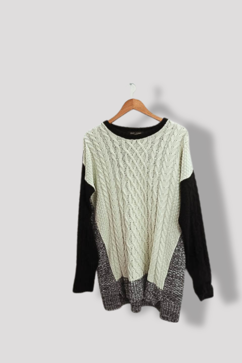 River island womens color block cream crew neck knited sweater size 14