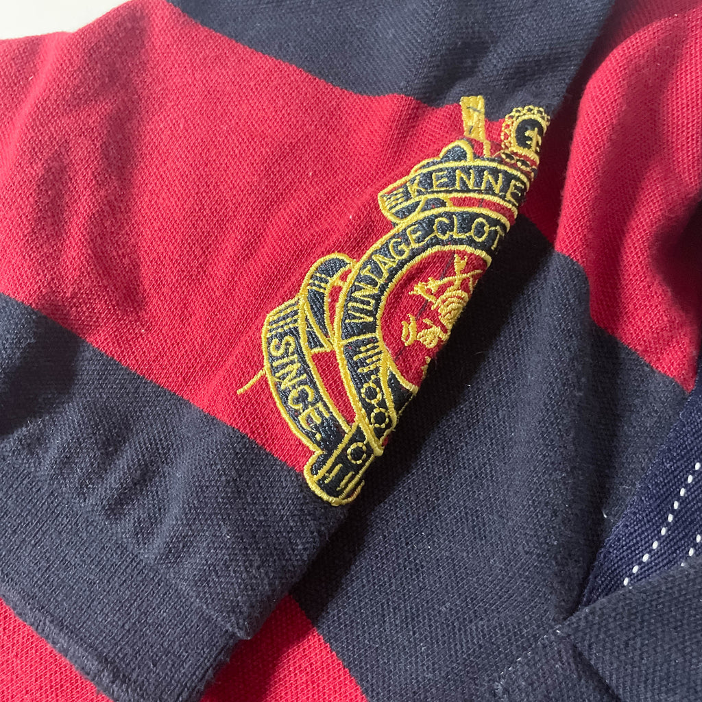 Vintage Karen Millen blue and red multi stripe polo shirt XL