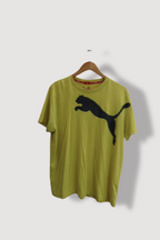 Vintage Yellow Printed puma logo mens short sleeve tees XL