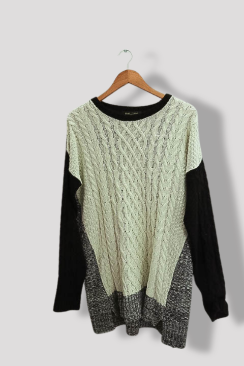 River island womens color block cream crew neck knited sweater size 14