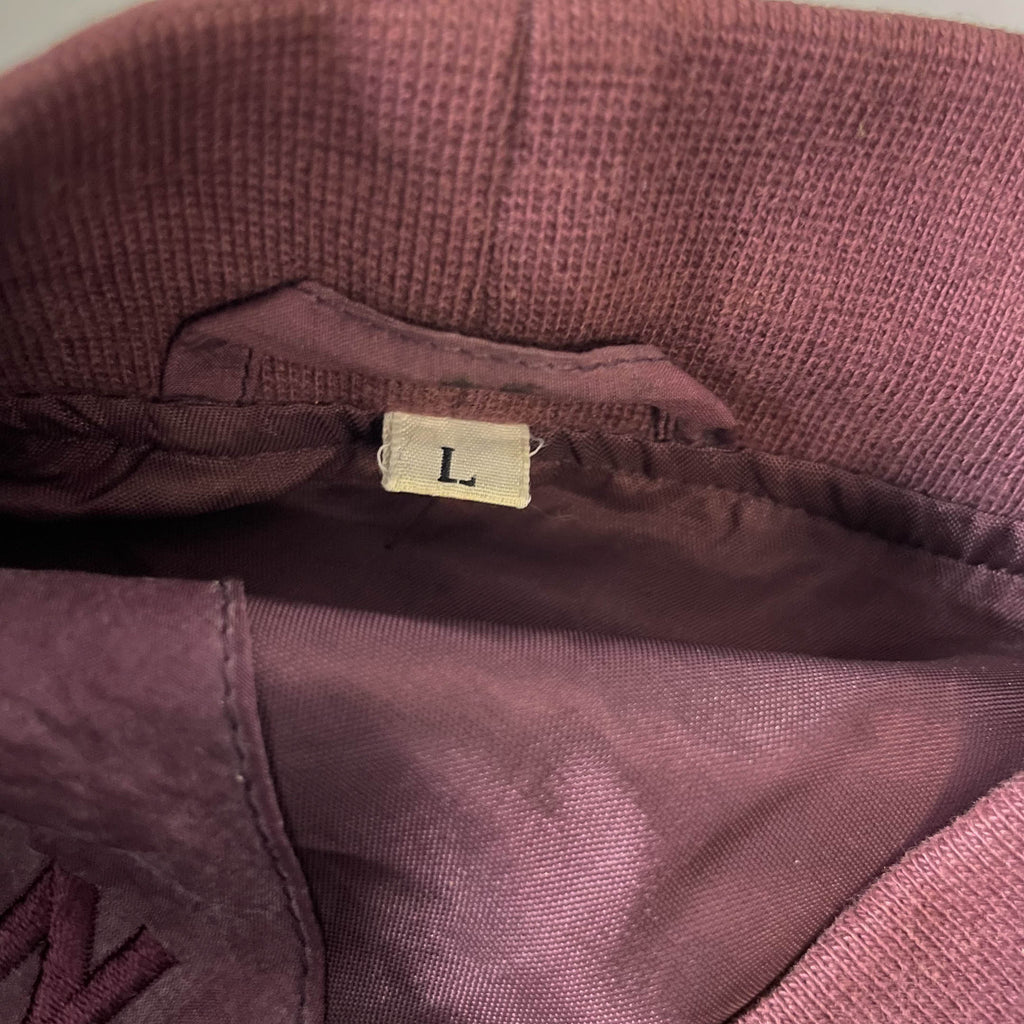 Vintage Yorn for men Nylon wine button up V-neck large bomber jacket