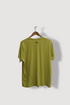 Vintage Yellow Printed puma logo mens short sleeve tees XL