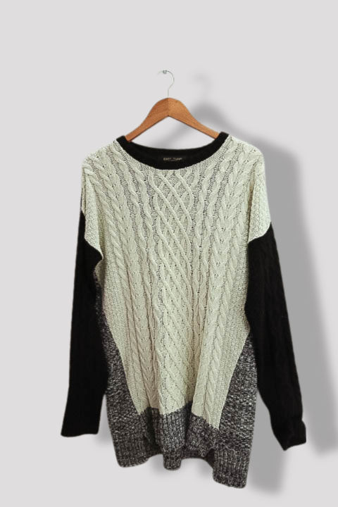 River island womens color block cream crew neck knited sweater size 14