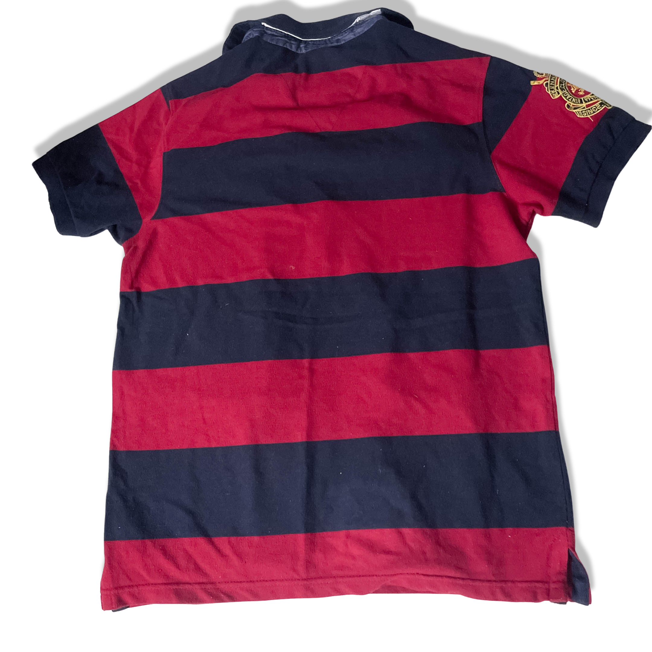 Vintage Karen Millen blue and red multi stripe polo shirt XL