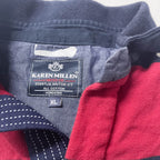 Vintage Karen Millen blue and red multi stripe polo shirt XL