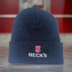Vintage black beck's logo crest beanie hat