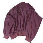 Vintage Yorn Men's Wine Nylon V-Neck Button-Up Large Bomber Jacket