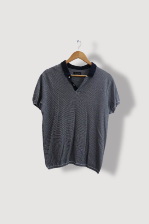 Vintage Missimo Dutti mens Grey stripped golf polo shirt M