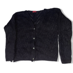 Vintage Made in Italy women's knitted V-neck button up black sweater in M| 3694