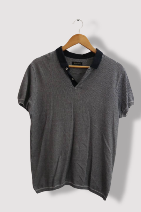 Vintage Missimo Dutti mens Grey stripped golf polo shirt M