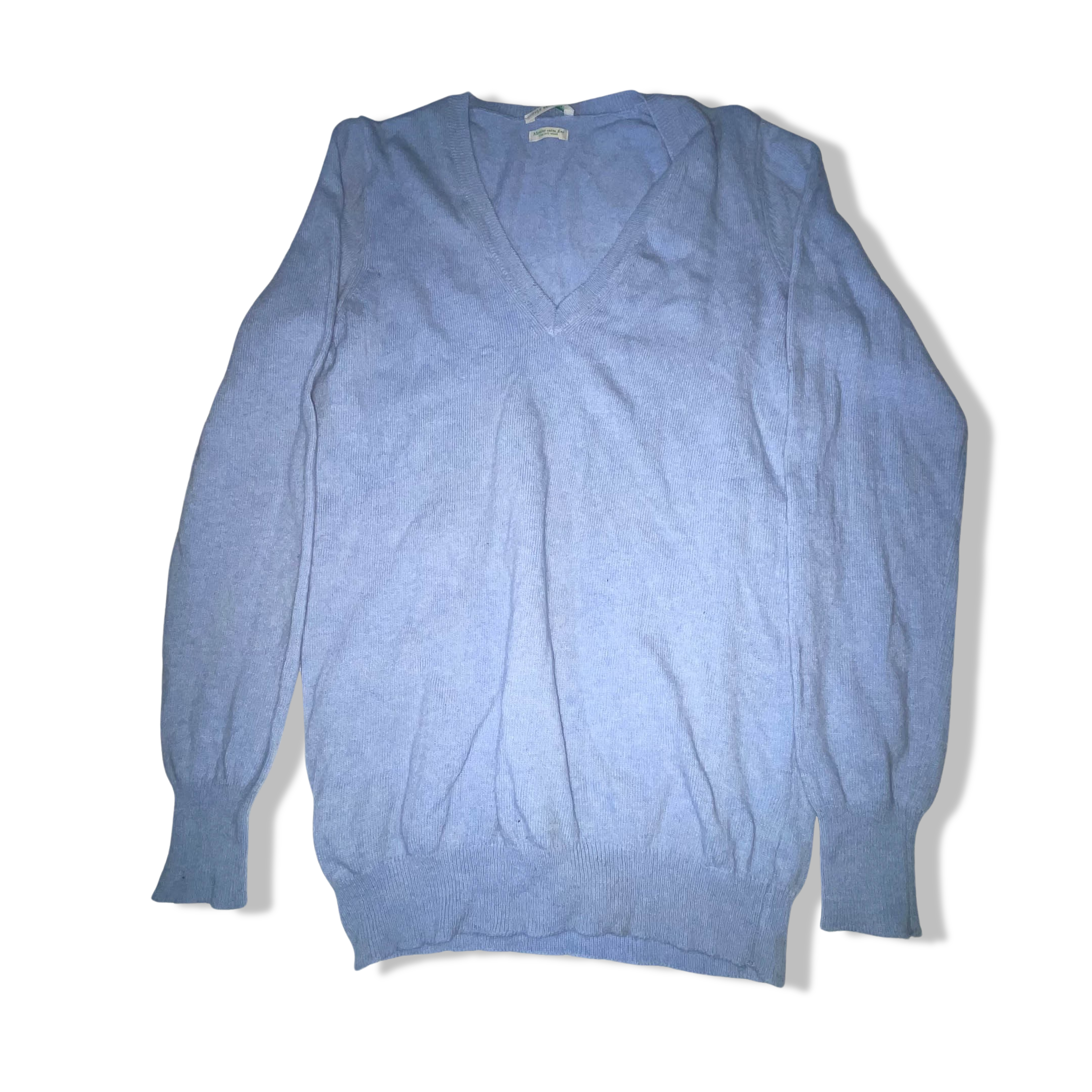 Vintage Stile benetton medium womens blue V-neck sweatshirt
