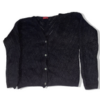Vintage Made in Italy women's knitted V-neck button up black sweater in M| 3694