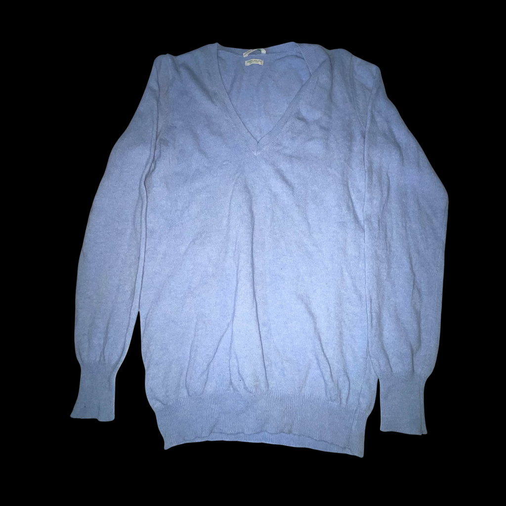 Vintage Stile benetton medium womens blue V-neck sweatshirt