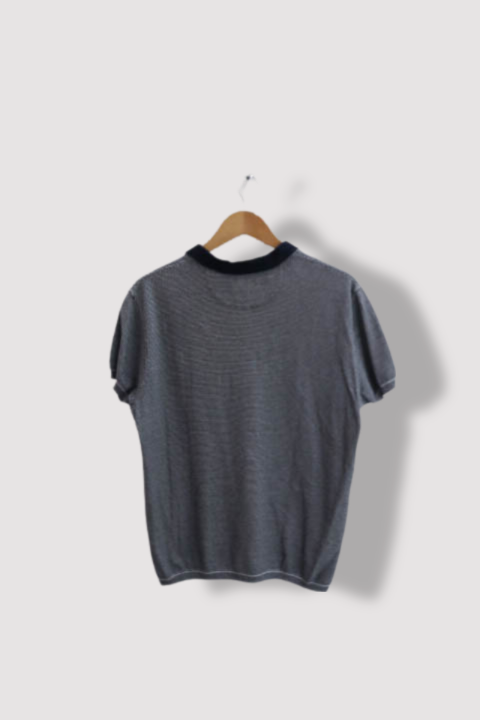 Vintage Missimo Dutti mens Grey stripped golf polo shirt M