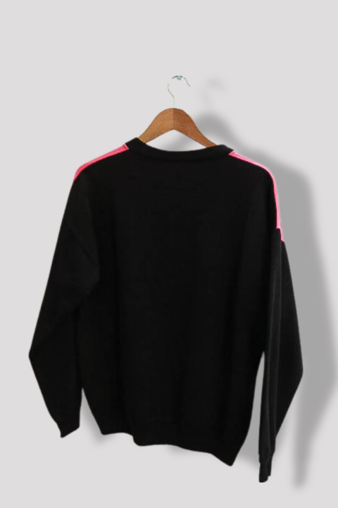 Vintage black pink colorblock 1/4 botton up crew neck sweatshirt