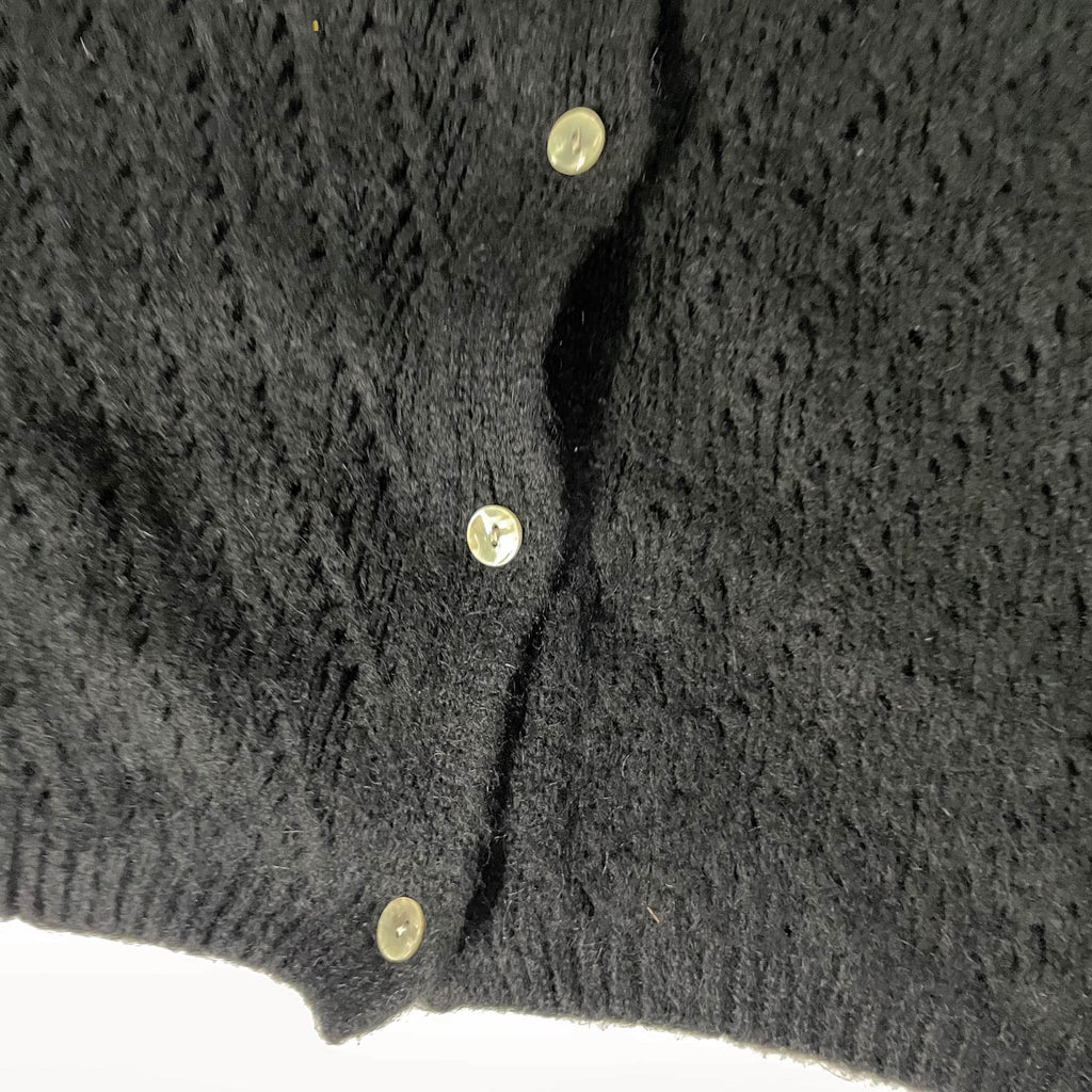Vintage Made in Italy women's knitted V-neck button up black sweater in M| 3694