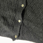 Vintage Made in Italy women's knitted V-neck button up black sweater in M| 3694