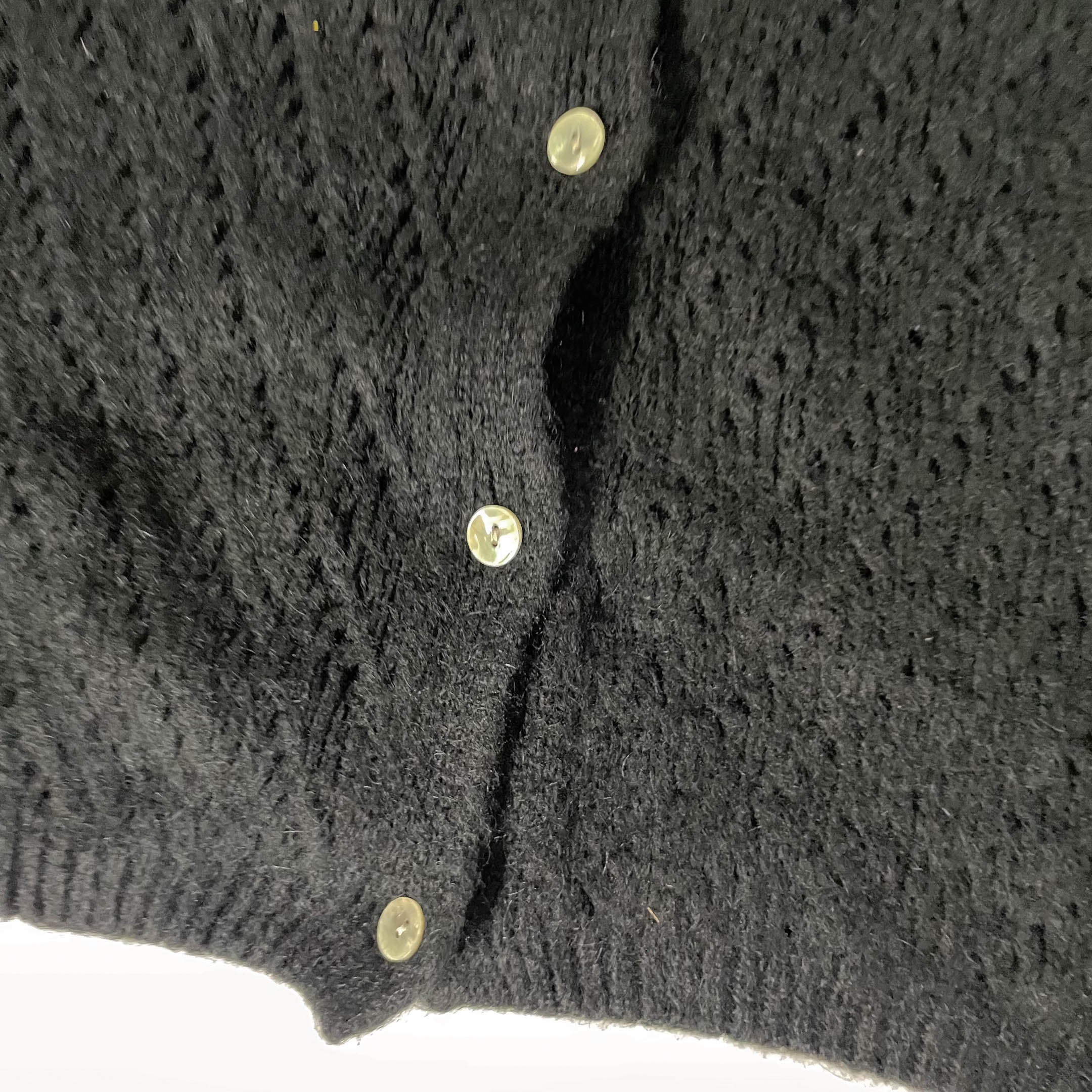 Vintage Made in Italy women's knitted V-neck button up black sweater in M| 3694