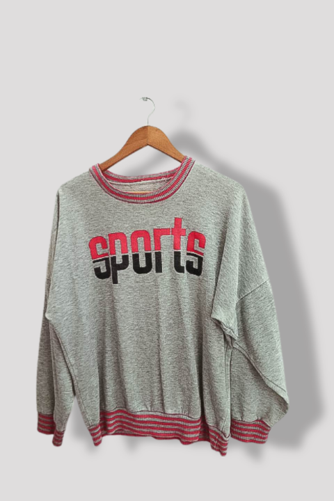 Vintage grey sport print crew neck sweatshirt size M/L