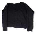 Vintage Made in Italy women's knitted V-neck button up black sweater in M| 3694