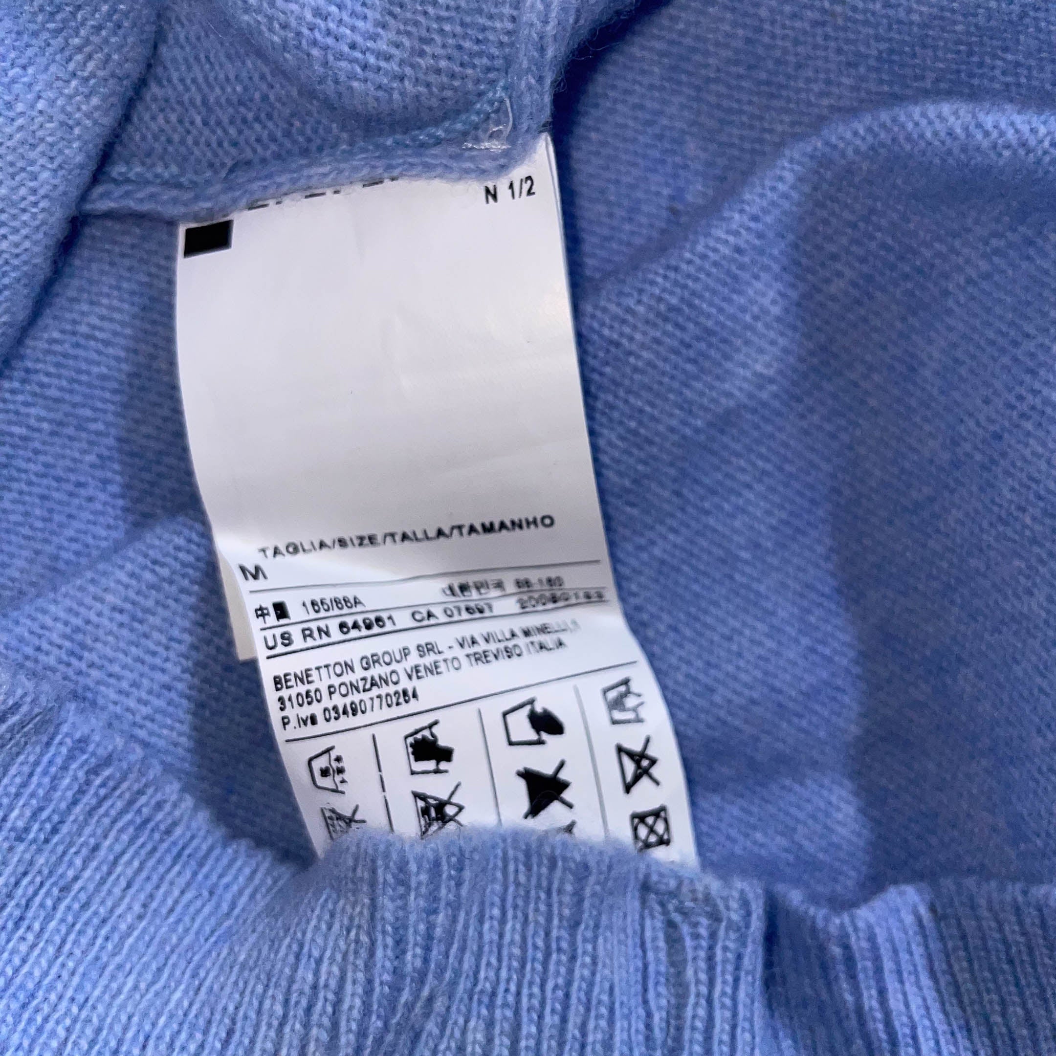 Vintage Stile benetton medium womens blue V-neck sweatshirt
