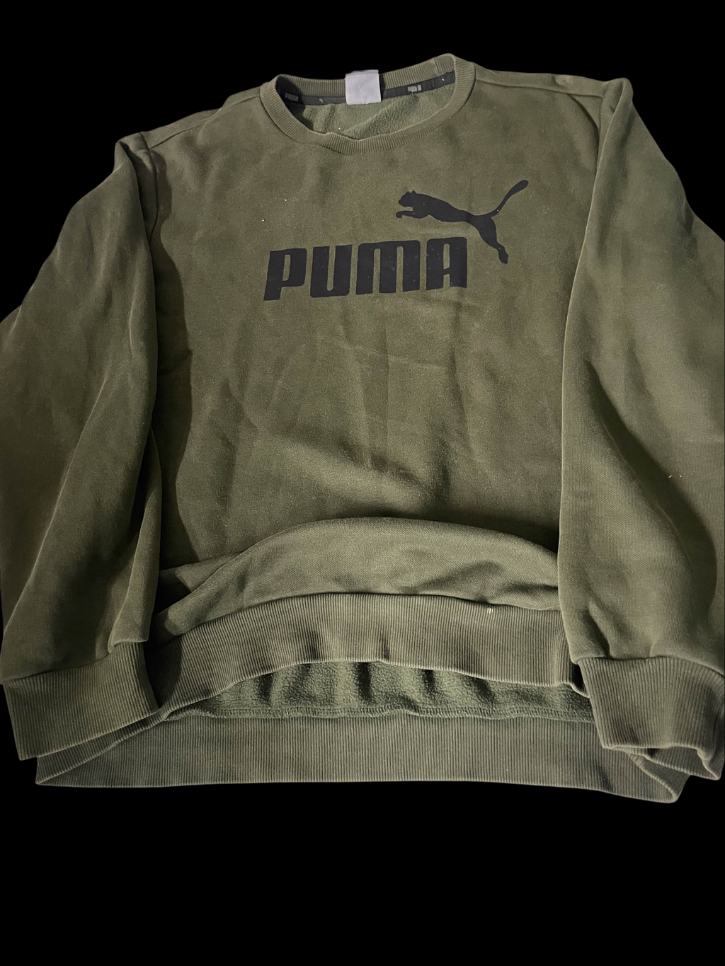 Vintage Khaki Green Puma big logo Medium Mens sweatshirt