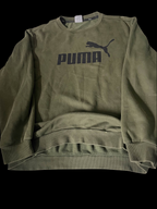 Vintage Khaki Green Puma big logo Medium Mens sweatshirt