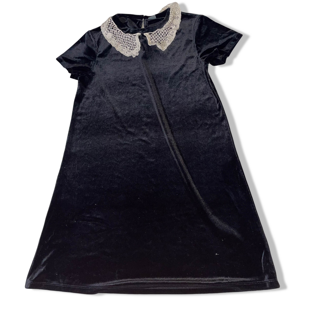 Vintage Womens Next Knee length Velvour black 90's dress in S/M |L34W18|SKU 3735