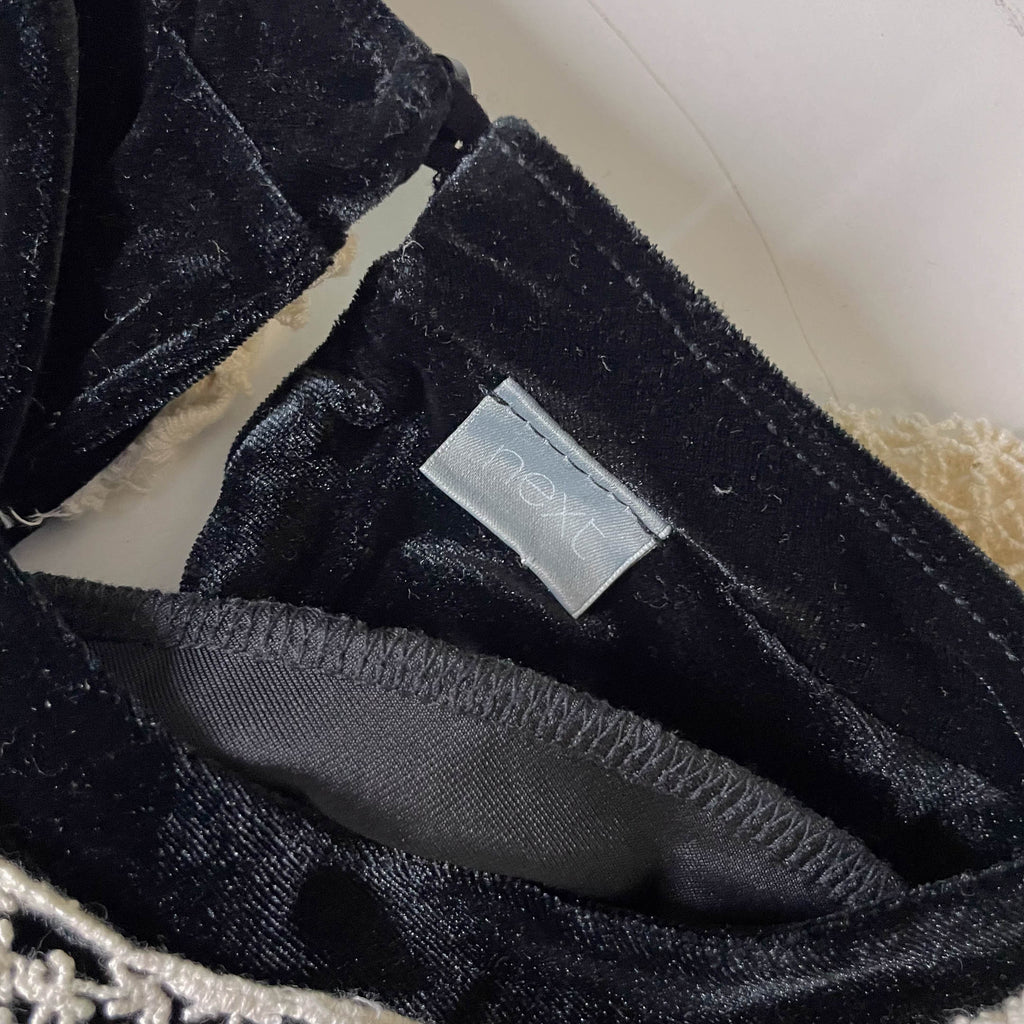 Vintage Womens Next Knee length Velvour black 90's dress in S/M |L34W18|SKU 3735