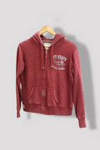 Vintage Ivy league NY State crest solid regular fit full zip up brown hoodie size 10