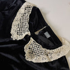 Vintage Womens Next Knee length Velvour black 90's dress in S/M |L34W18|SKU 3735