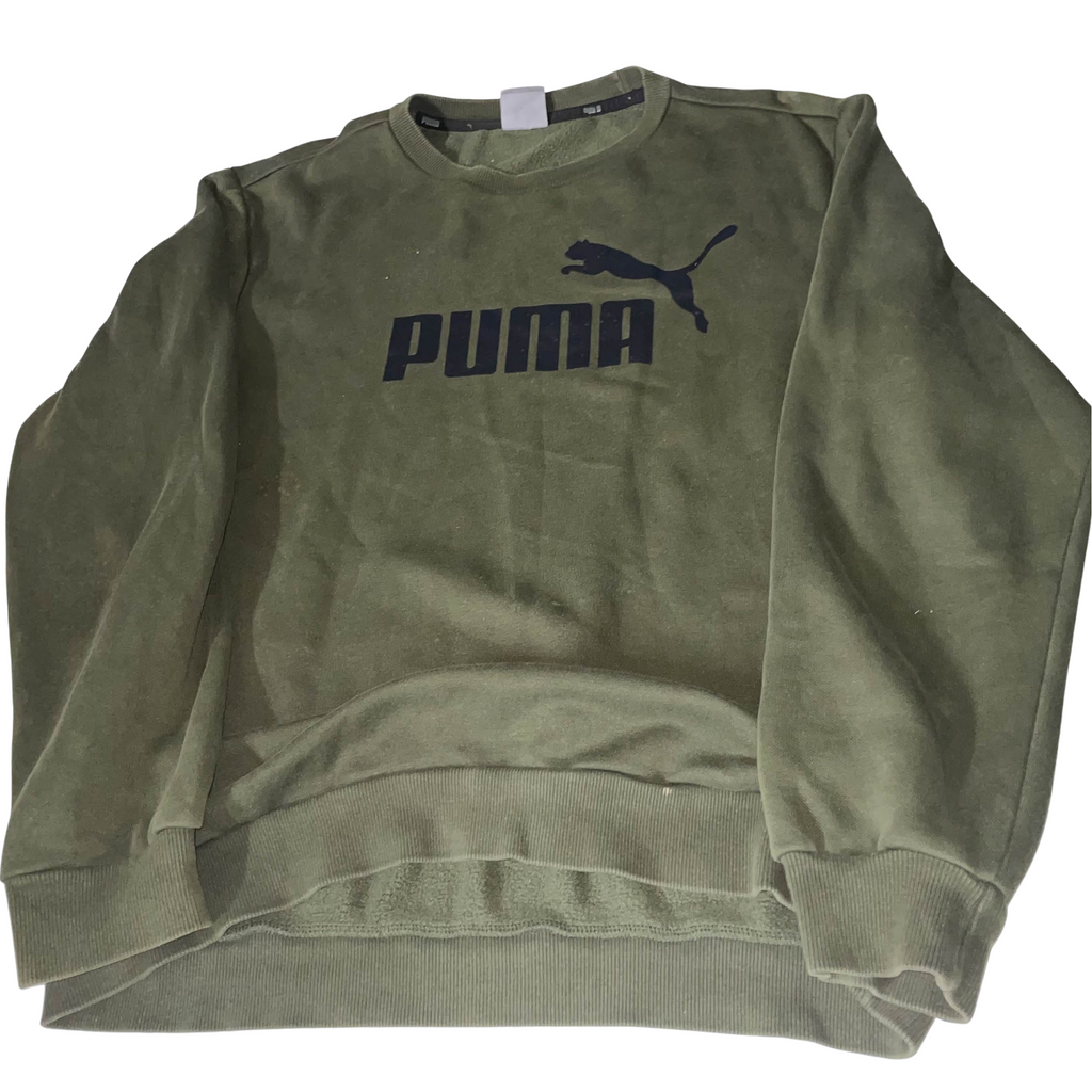 Vintage Khaki Green Puma big logo Medium Mens sweatshirt