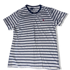 Vintage US. Polo. ASSN. white and blue multi stripe small vneck tees