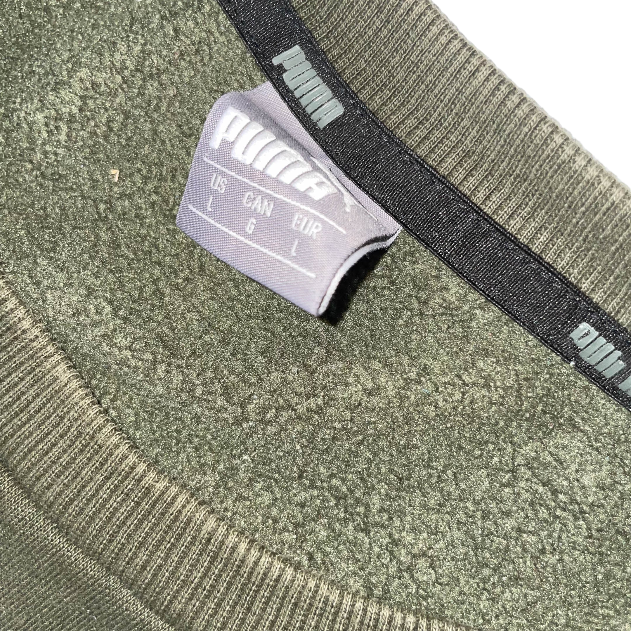 Vintage Khaki Green Puma big logo Medium Mens sweatshirt