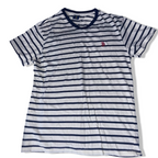 Vintage US. Polo. ASSN. white and blue multi stripe small vneck tees