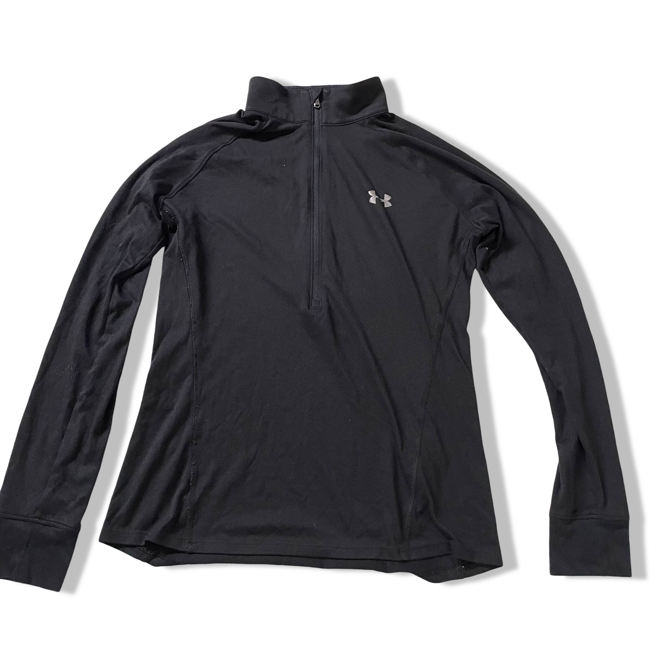 Vintage Black Under Armour Threadbone 1/2 zip high neck sweatshirt in S|SKU 3695