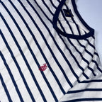 Vintage US. Polo. ASSN. white and blue multi stripe small vneck tees