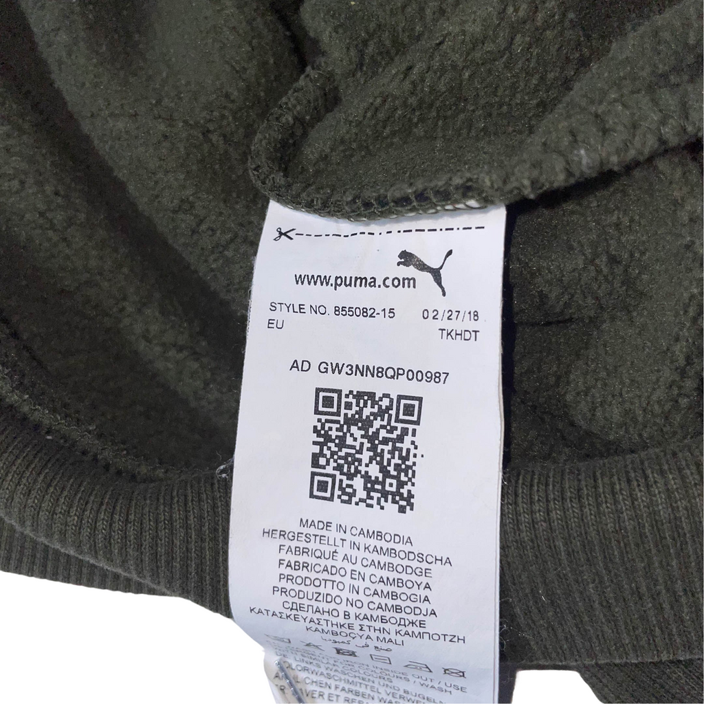 Vintage Khaki Green Puma big logo Medium Mens sweatshirt