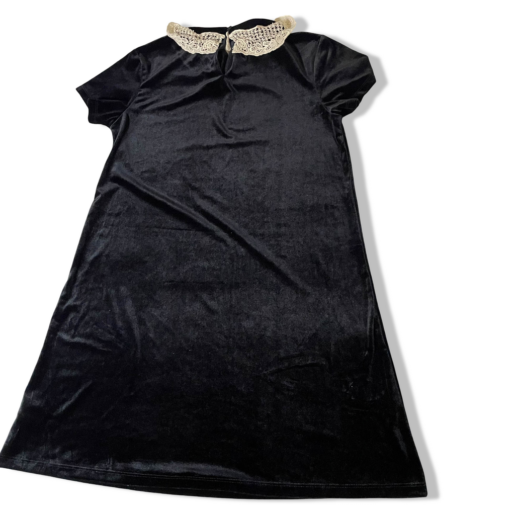 Vintage Womens Next Knee length Velvour black 90's dress in S/M |L34W18|SKU 3735