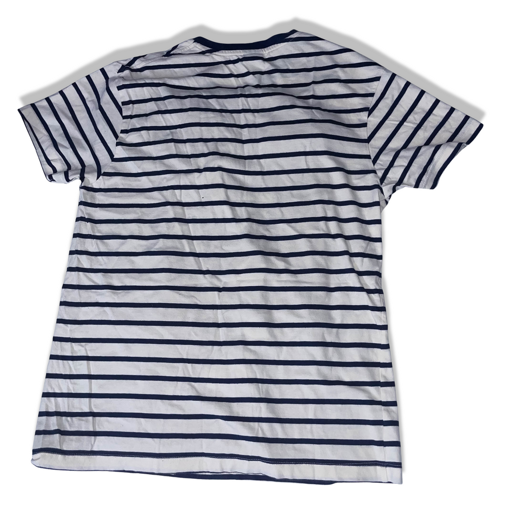 Vintage US. Polo. ASSN. white and blue multi stripe small vneck tees