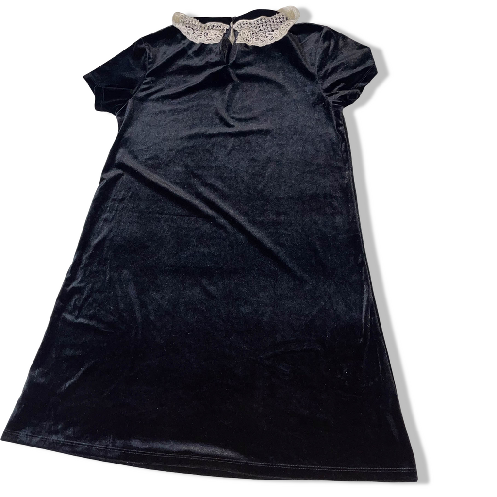Vintage Womens Next Knee length Velvour black 90's dress in S/M |L34W18|SKU 3735