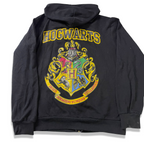 Vintage Black Harry potter Hogwart embroidery logo full zip hoodie in M|SKU 3696
