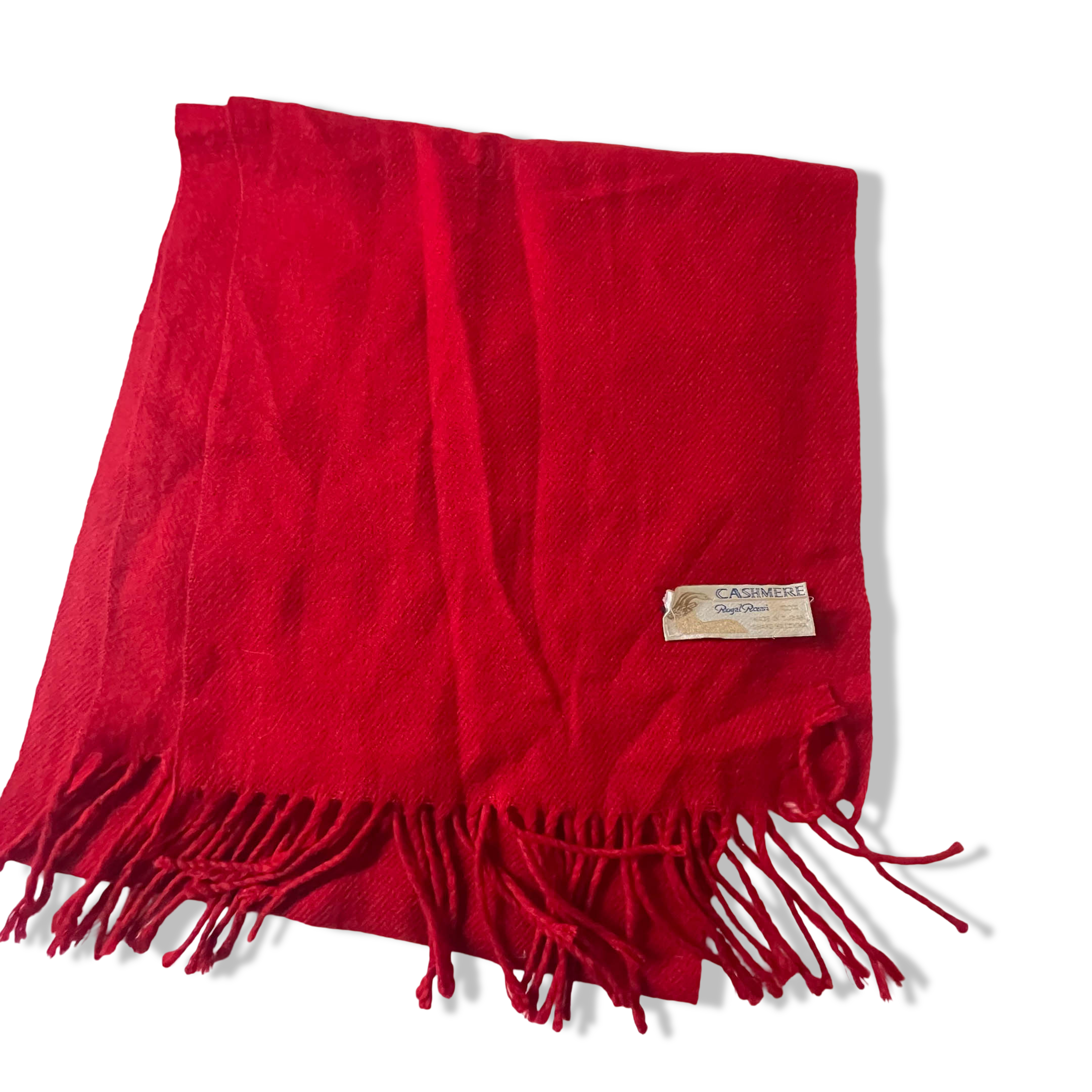 Vintage Women's Red Cashmere Royal Rossi scarf L58 W 13| SKU 3738