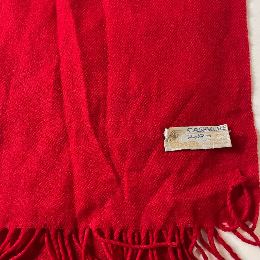 Vintage Women's Red Cashmere Royal Rossi scarf L58 W 13| SKU 3738