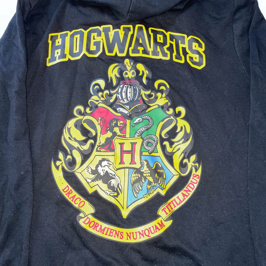 Vintage Black Harry potter Hogwart embroidery logo full zip hoodie in M|SKU 3696