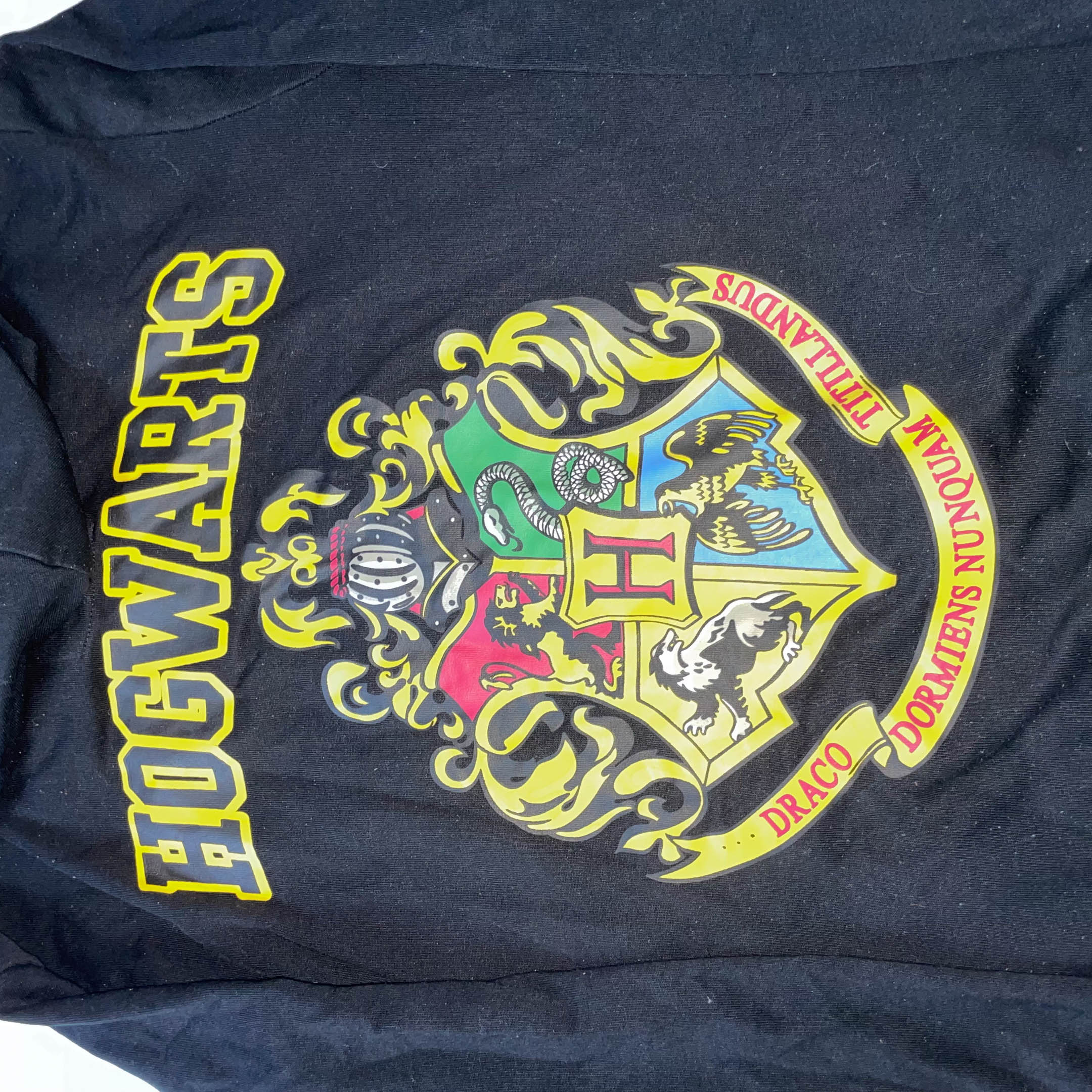Vintage Black Harry potter Hogwart embroidery logo full zip hoodie in M|SKU 3696